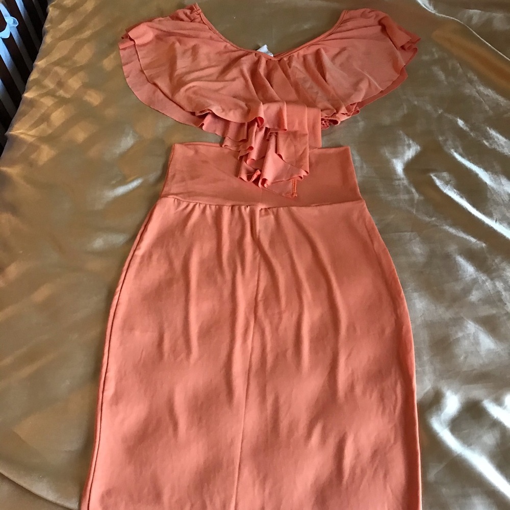 Summer two-piece top/skirt (macaroni orange)
